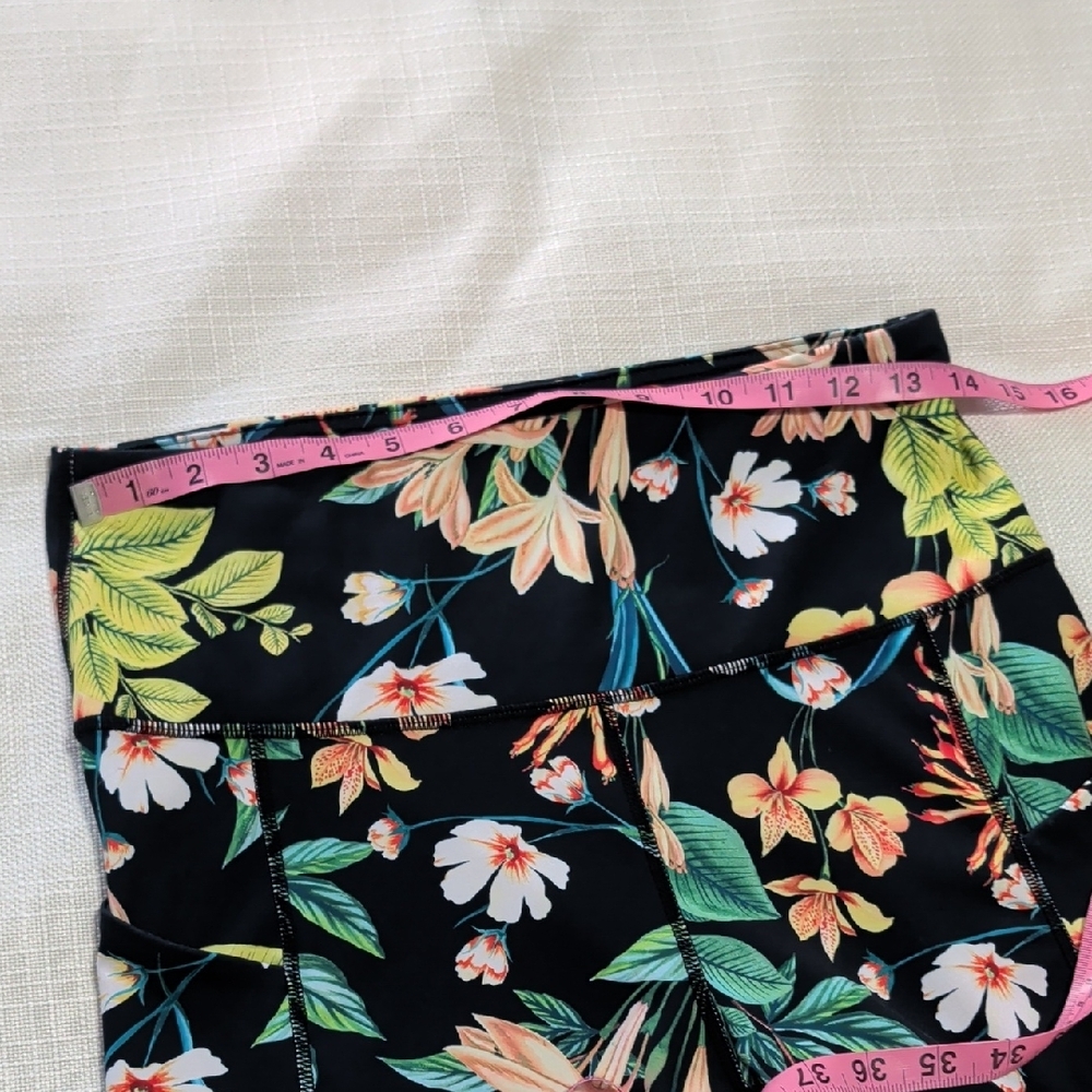 Floral Print Black Biker Shorts - Picture 6 of 6